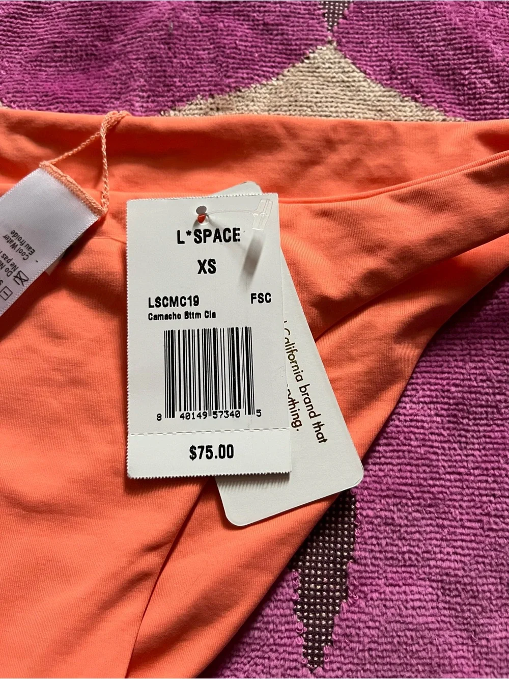NWT L*Space Camacho Classic Bikini Bottom in Coral XS